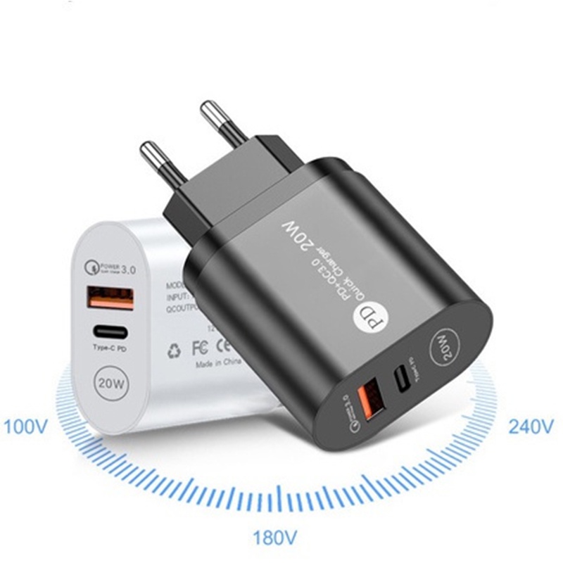 Củ sạc nhanh 12w 2 cổng pd usb type c với phích cắm thích hợp cho   samsung xiaomi