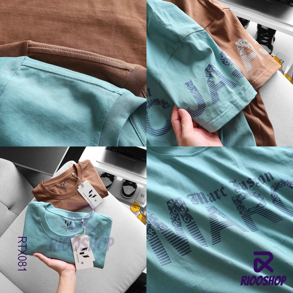 Áo thun nam đơn giản, áo phông cổ tròn nam đẹp in chữ Marc Jasson form rộng RTX081 Riooshop có size lớn xxl, big size