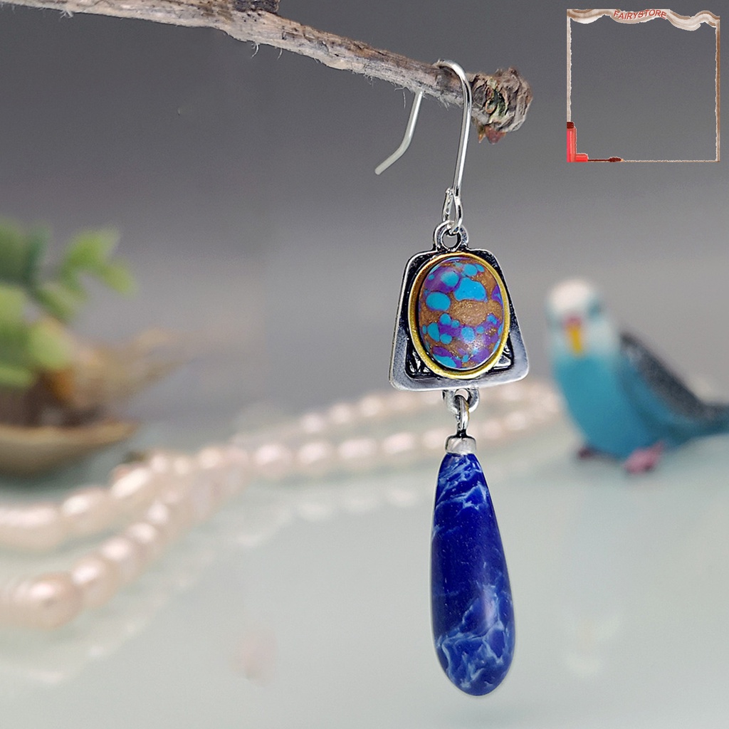 1 Đôi Bông Tai Đính Đá Xanh Nhân Tạo Trọng Lượng Nhẹ Dành Cho Nữ