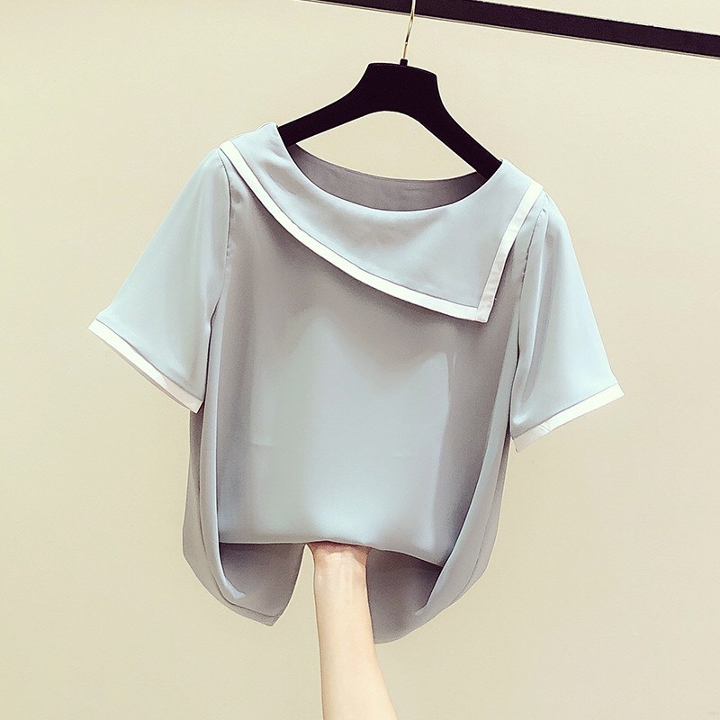 Áo kiểu nữ cổ tròn phối mới nhất