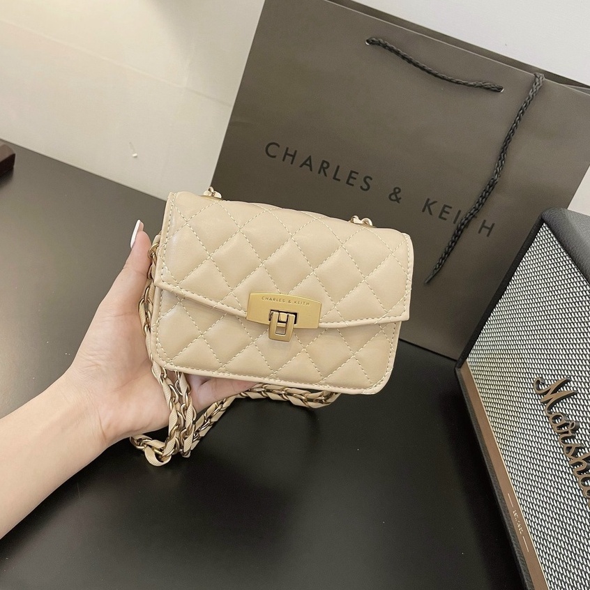 Túi xách nữ C.N.K khóa gập ô trám mini size 18