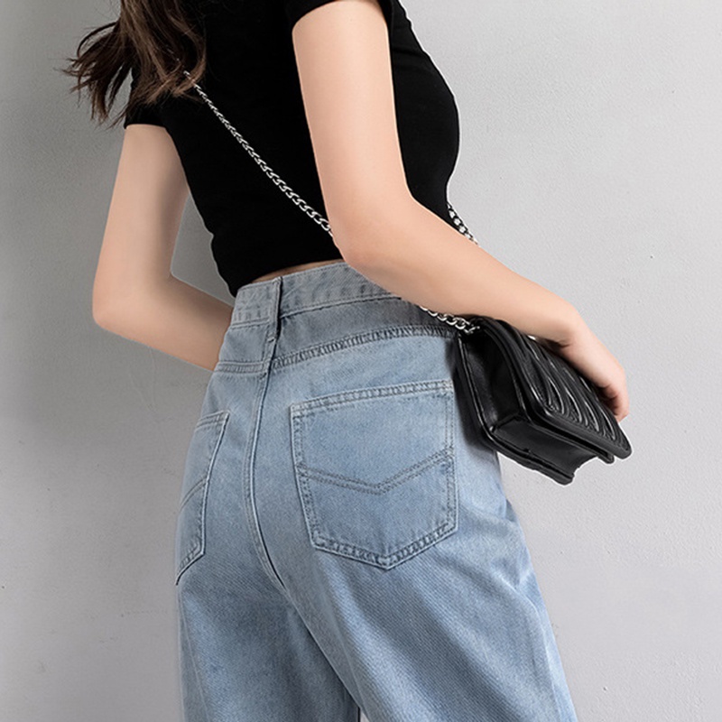 Quần jean IELGY lưng cao form rộng ống suông trẻ trung cho nữ