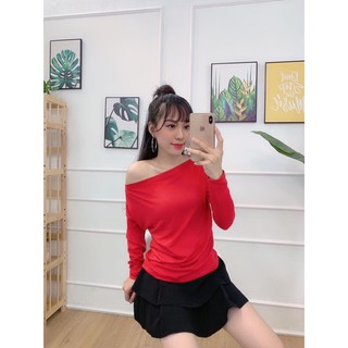 Áo thun trễ vai dài tay