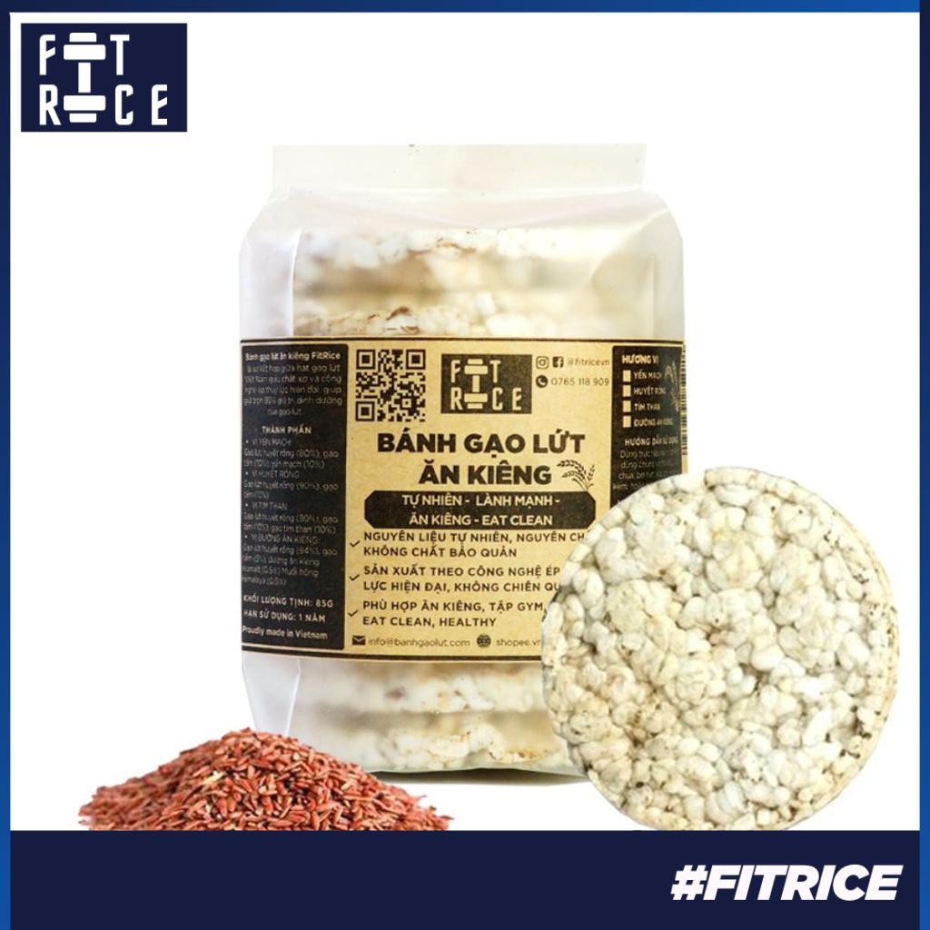 Bánh gạo lứt ăn kiêng FitRice (85g) Hỗ trợ giảm cân, siết cơ, tập gym, eat clean (vị Yến mạch, Huyết rồng, Tím than)