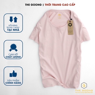 Áo Phông Trơn Nữ TheGoong Cổ Tròn, Áo Thun Nữ Basic Cotton Cao Cáp Hàng Hiệu Thoáng Mát Kháng Khuẩn Tay Ngắn Hồng Japan