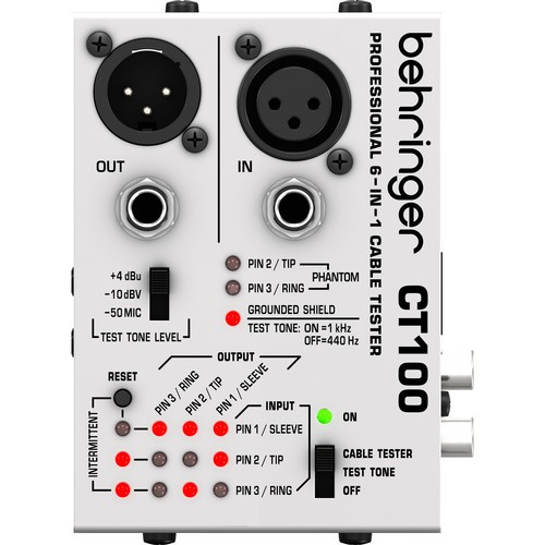Thiết bị kiểm tra tín hiệu dây cáp âm thanh, test 6 loại cáp, sử dụng pin AA | Behringer CT100