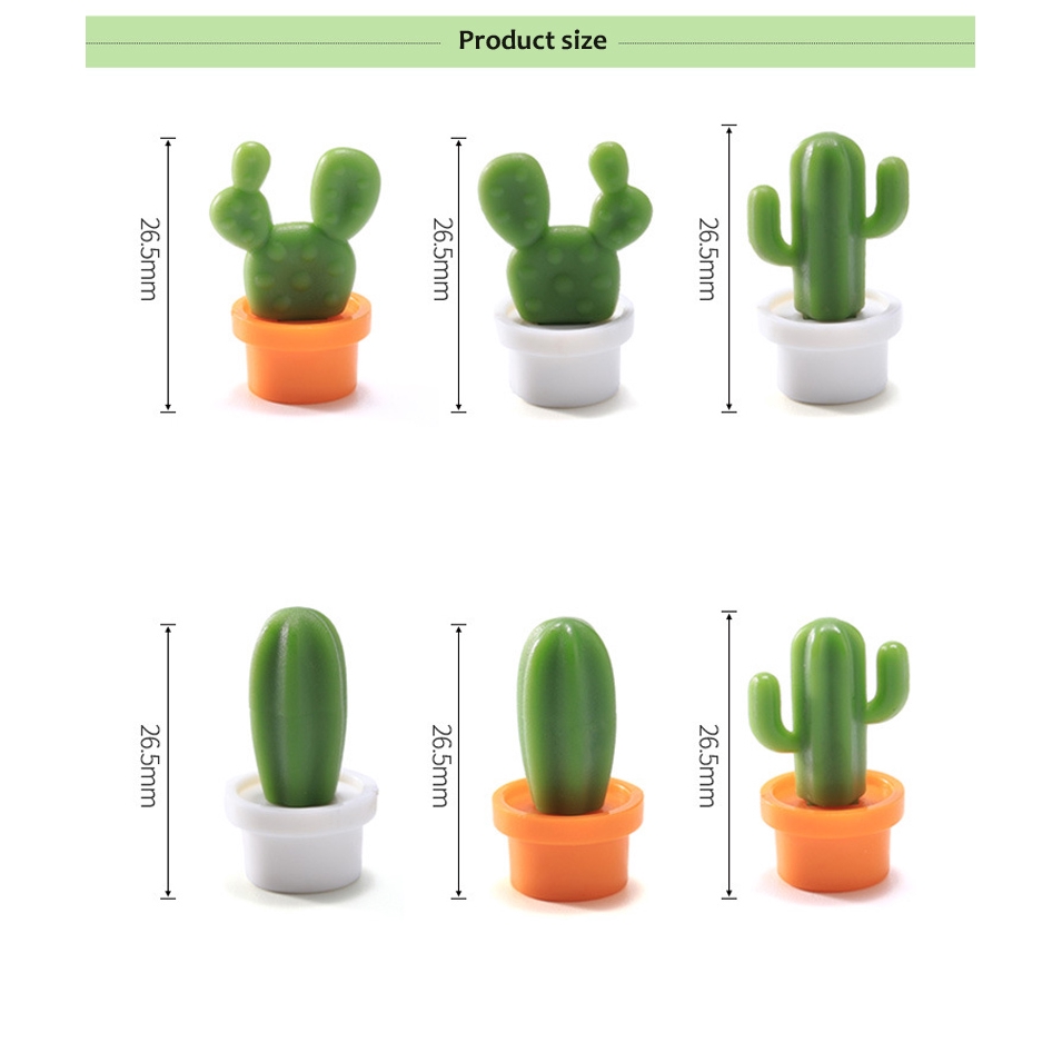 Set 6 nam châm tủ lạnh thiết kế cây xương rồng nhỏ xinh đáng yêu