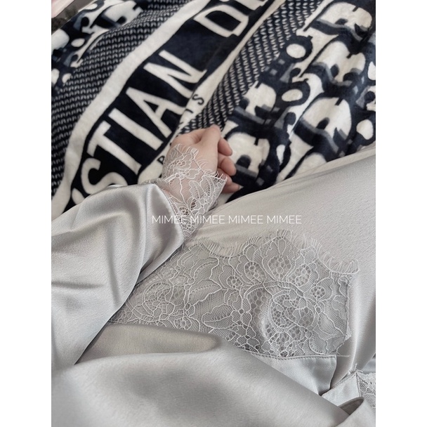 Pijama Bộ ngủ lụa tằm viền ren dài tay mimee ( ảnh thật chính chủ ) | BigBuy360 - bigbuy360.vn