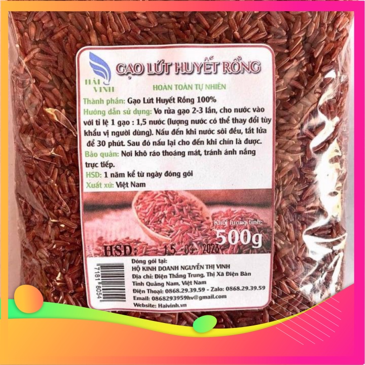 Gạo lứt huyết rồng ăn kiêng, nấu sữa hạt 500gr