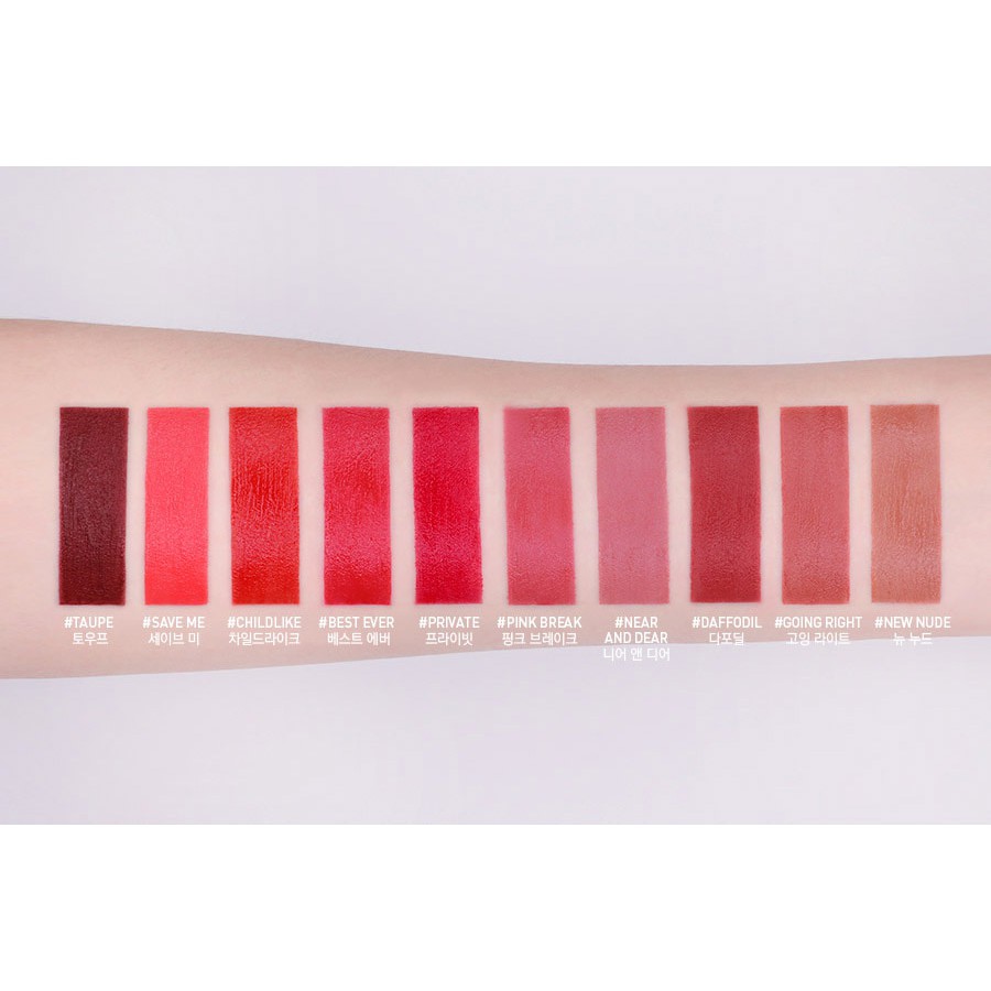 Son Kem Lì 3CE Màu Đỏ Lạnh Private 4g  Velvet Lip Tint