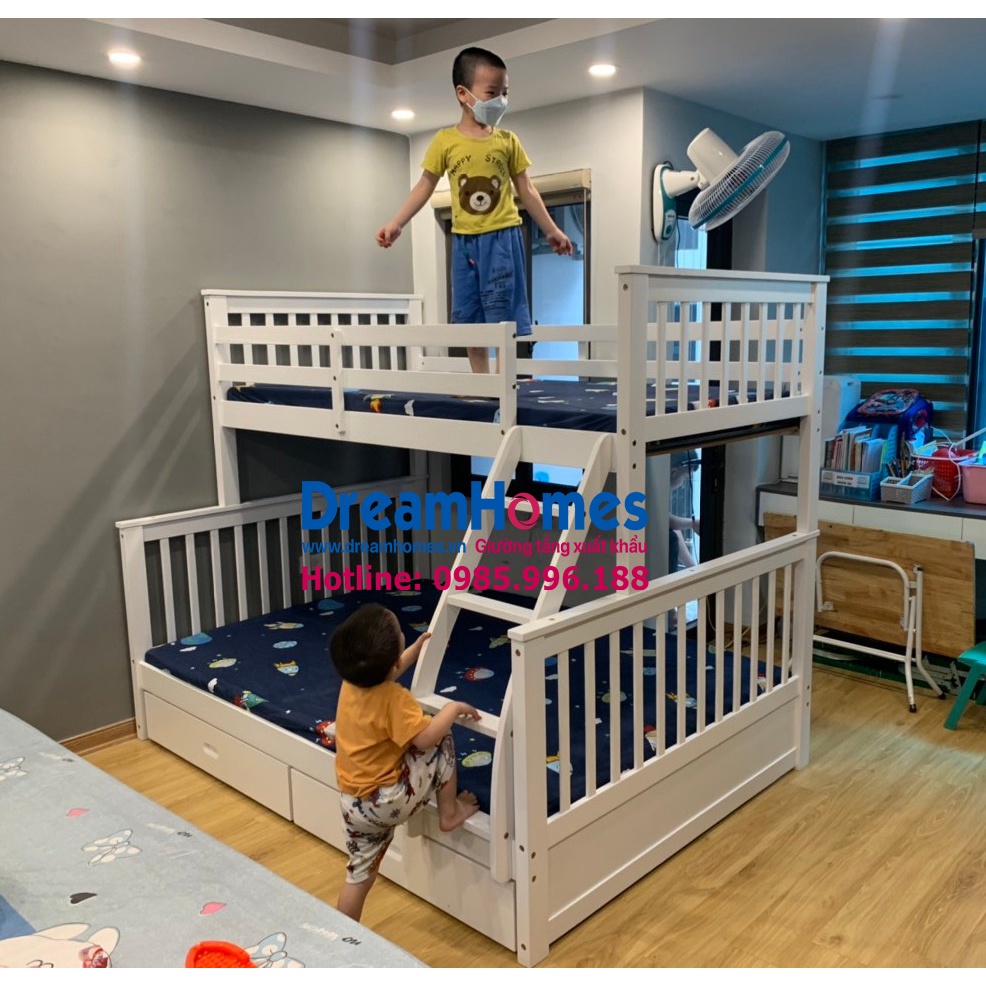 Giường tầng xuất khẩu GT 228 màu trắng
