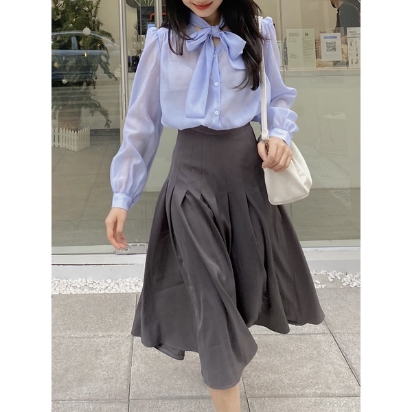 Unleashedvn ANNETTA MIDI PLEATED SKIRT - Chân váy dáng dài xoè, xếp ly eo, hông