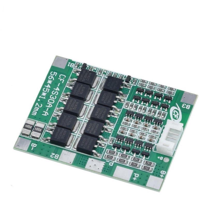 Bảng mạch cân bằng Pcb 4S 30A 14.8V bảo vệ pin Li-Ion Lithium 18650 tích hợp cáp. Gói bảo vệ pcb cân bằng .