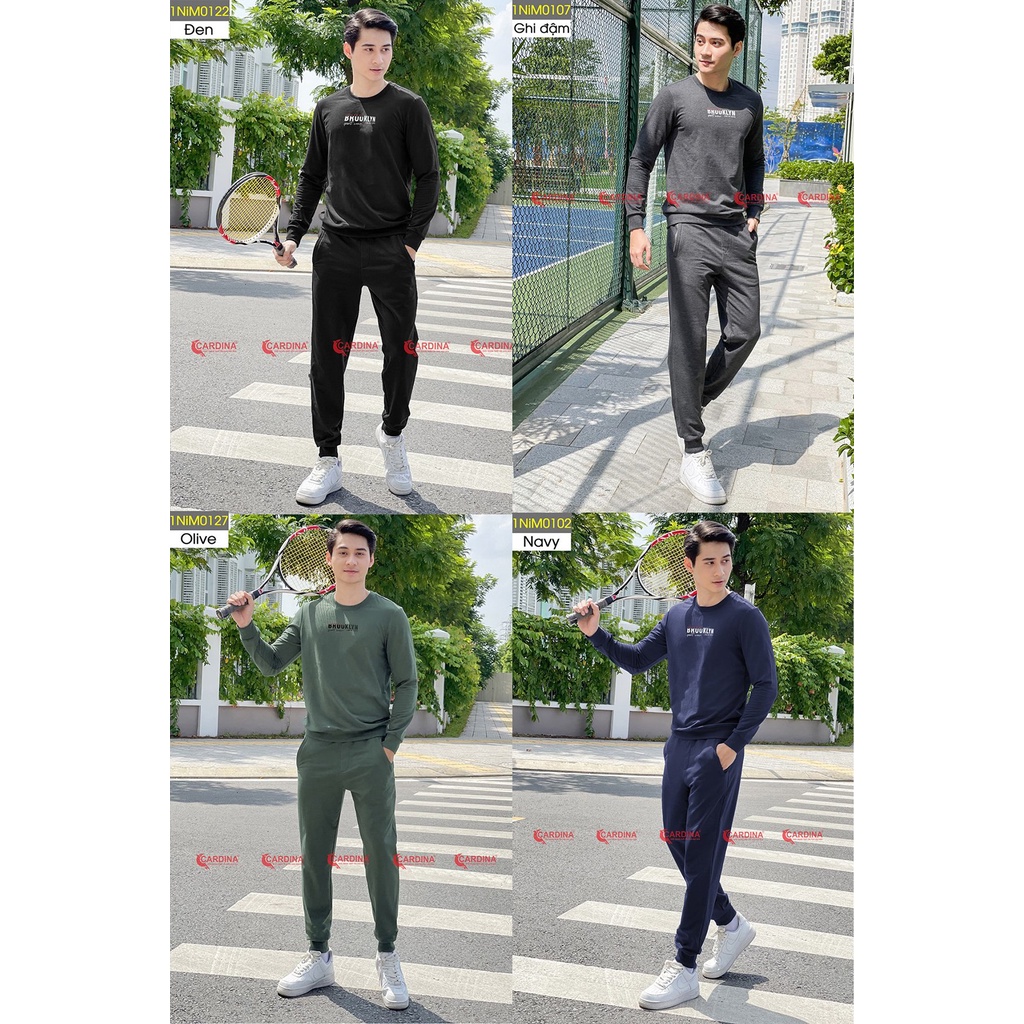 Bộ nỉ nam CARDINA chất cotton da cá cao cấp dáng thể thao khỏe khoắn năng động 1NiM01.