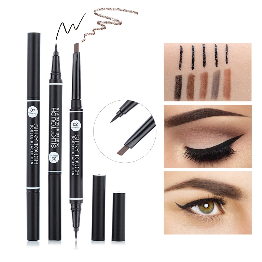 YANQINA Double-headed Auto-rotating Five-color Eyebrow Pencil Cool Black Eyeliner Long-lasting Waterproof Non-blooming