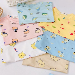 Bộ ngắn tay minkymom in hình gà gấu cho bé trai/ bé gái