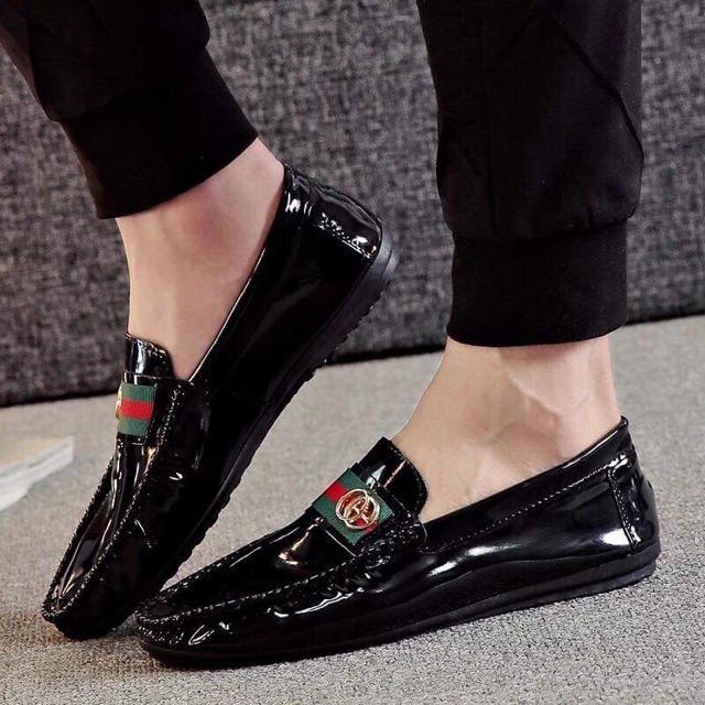 Giầy lười bóng xanh đỏ nam GG ( lười khâu)