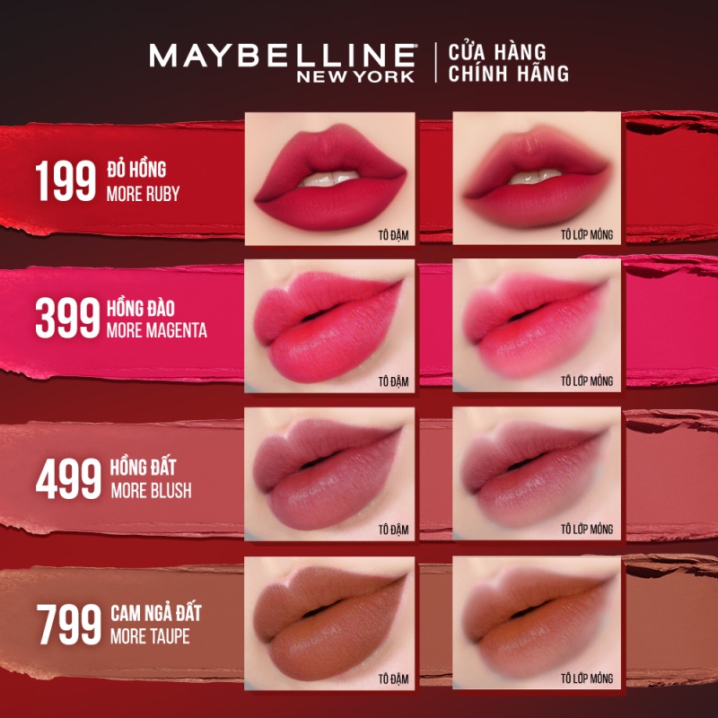 [Mã FMCGMALL giảm 8% đơn 250K] Son Lì Mịn Môi Siêu Nhẹ Cao Cấp Maybelline New York Color Sensational Ultimatte 1.7g