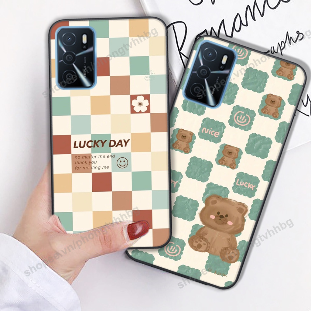 Ốp lưng Oppo A16 / A16K trái tim gấu thể thao , smile mặt cười cực cute