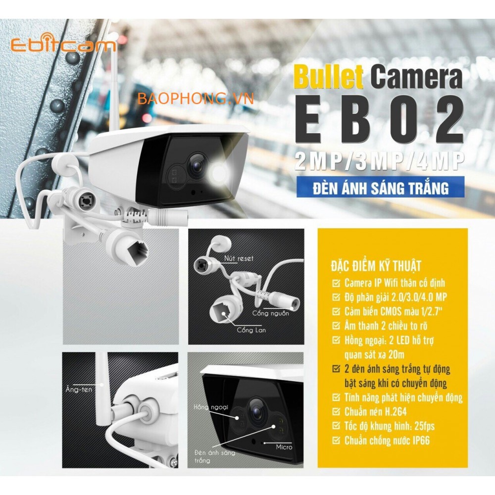 Camera Ip Wifi Ngoài Trời EBITCAM EB02 Full HD 1080P