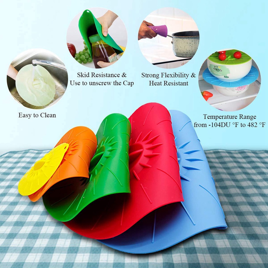[Hàng Sẵn] Bộ 5 Nắp đậy silicone hút chân không bảo quản thức ăn tươi ngon nhiều kích thước sử dụng an toàn cho lò vi sóng【Utah054】