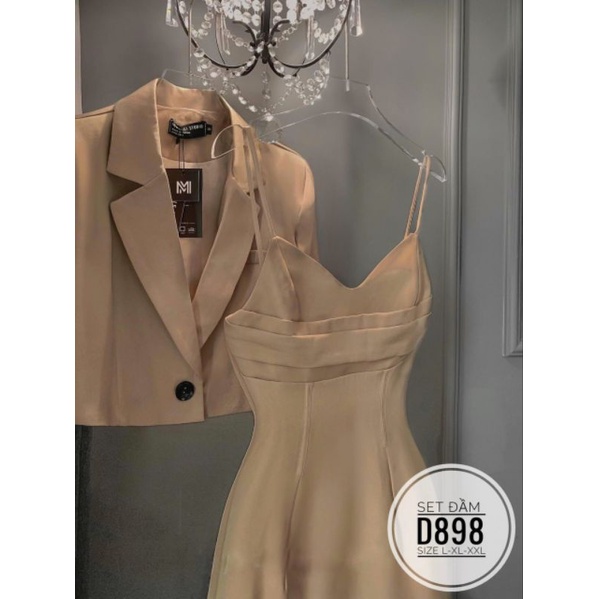 Set big size váy dây và áo khoác vest từ 60kg-90kg