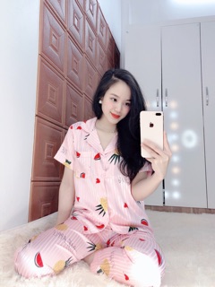 Pijama gấm hoa quả