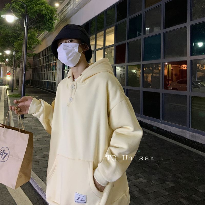 Áo Hoodie Nam Nữ Ulzzang Unisex Phối Nút