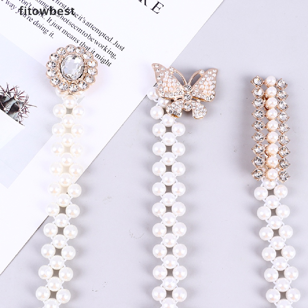 Thắt lưng GJCUTE đính đá ngọc trai có khóa co giãn cho nữ