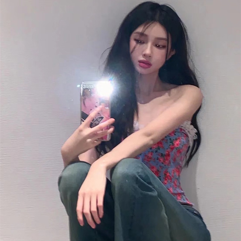 Áo Ống In Hoa Phối Ren Quyến Rũ Thời Trang Mùa Hè Dành Cho Nữ