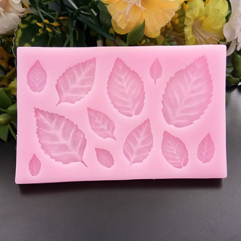1 Khuôn Silicone Nhấn Bánh Hình Lá 3d Diy