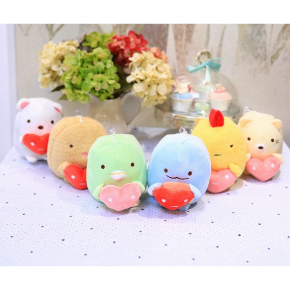 sumikko ôm áo trái tim G2B20 gấu bông sumikko gấu bông cute gấu bông dễ thương 20cm