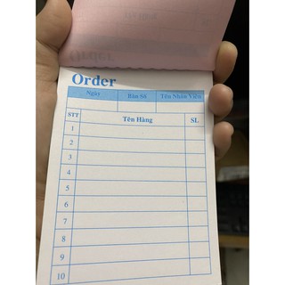 Cuốn Phiếu Order 2 Liên - 100 Tờ/Cuốn, Giấy Carbonless, Dễ Sử Dụng
