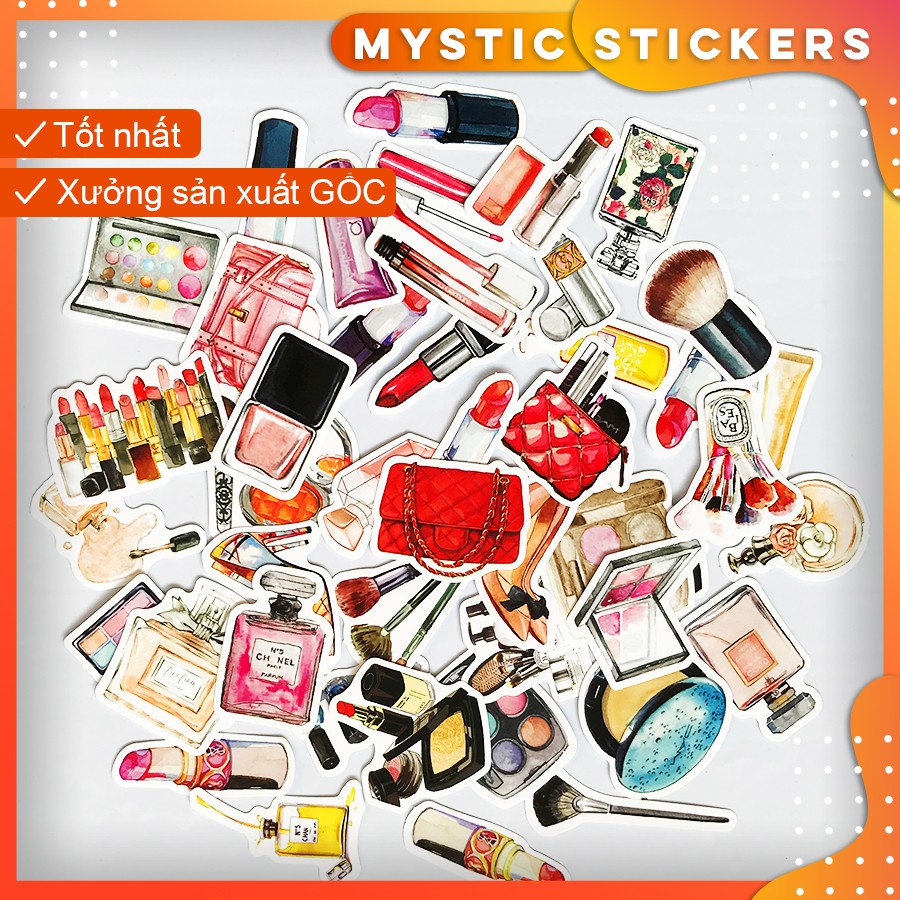 [MỸ PHẨM-RẺ VÔ ĐỊCH] Set 45 sticker chống nước size 3-5cm, dán điện thoại, sổ, bullet journal, xe máy, mũ bảo hiểm ...