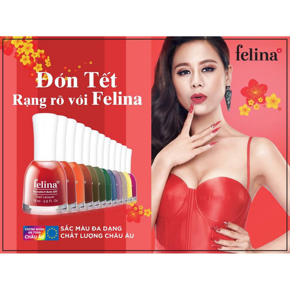 TT02 Sơn móng tay Felina 18ml - Màu Đỏ Đô - Code CS381 TT02