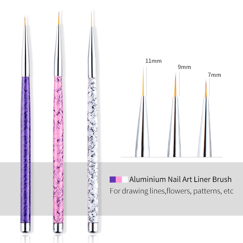 Bộ 3 cọ vẽ móng tay 3d LUSLUKING bằng acrylic siêu mỏng