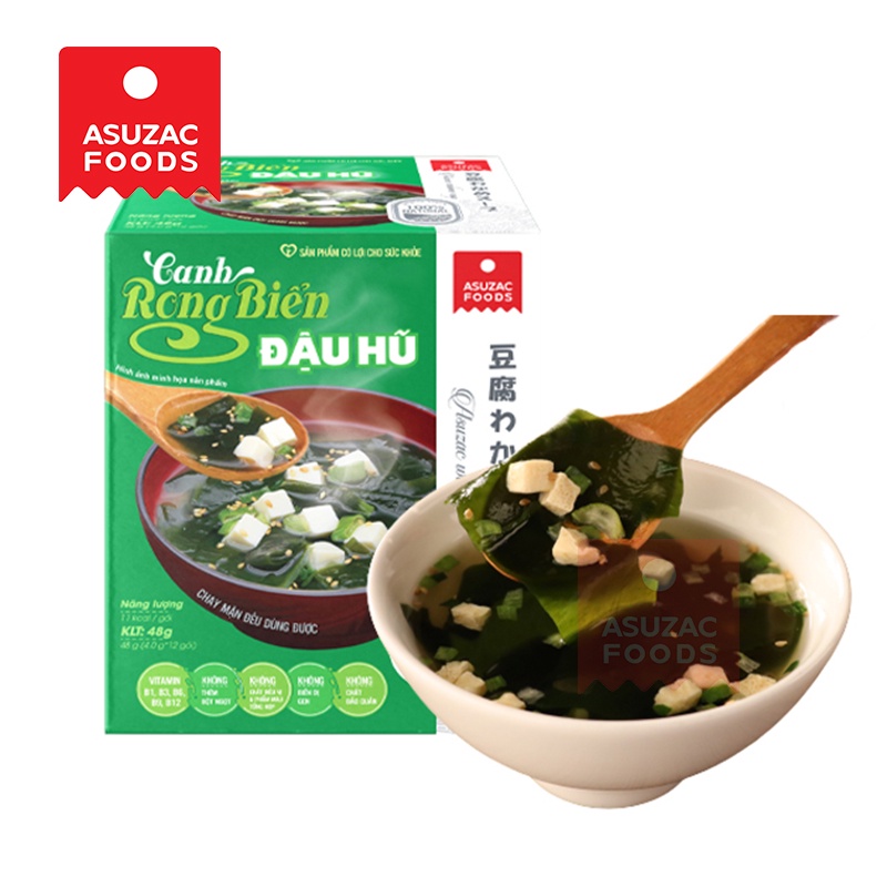 Canh rong biển đậu hũ asuzac hộp 48g 4 g x 12 gói - asuzac wakame soup - ảnh sản phẩm 2