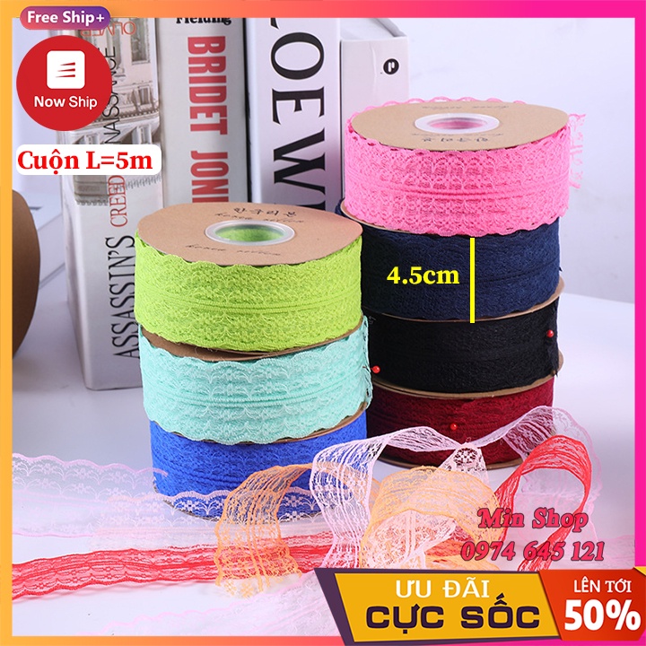 Ruy băng ren lưới 4.5cm loại đẹp