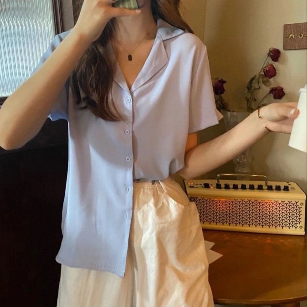 Áo sơ mi nữ tay ngắn form rộng unisex style Ulzzang Girls, áo cuban shirt cho hè 2022 - (SMV) | BigBuy360 - bigbuy360.vn