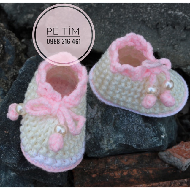 Giày len handmade/ giày len bé gái