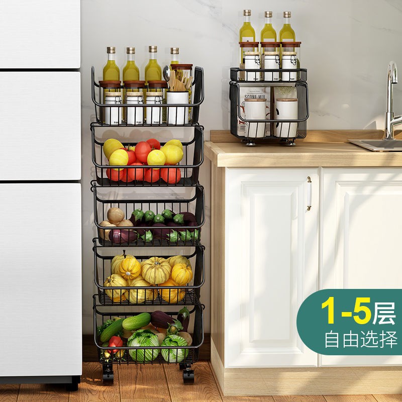 Kệ nhà bếp tầng nhiều Giỏ đựng rau củ quả đa chức năng gia đình lưu trữ di động | BigBuy360 - bigbuy360.vn