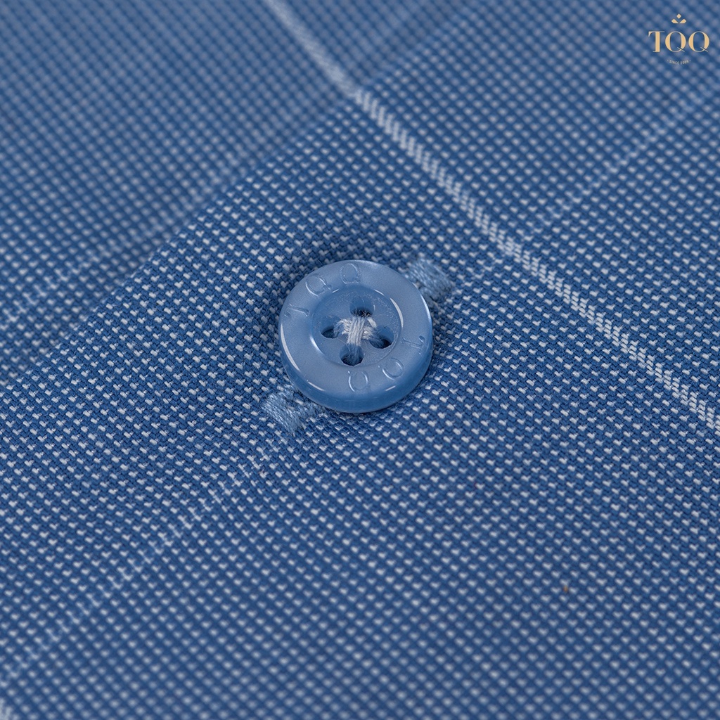 Áo sơ mi nam dài tay TQQ dáng Slim fit công sở ôm nhẹ K143CS-CSB xanh biển kẻ trắng nhã nhặn lịch sự