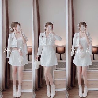 Sét đầm 2s dạ + khoác croptop