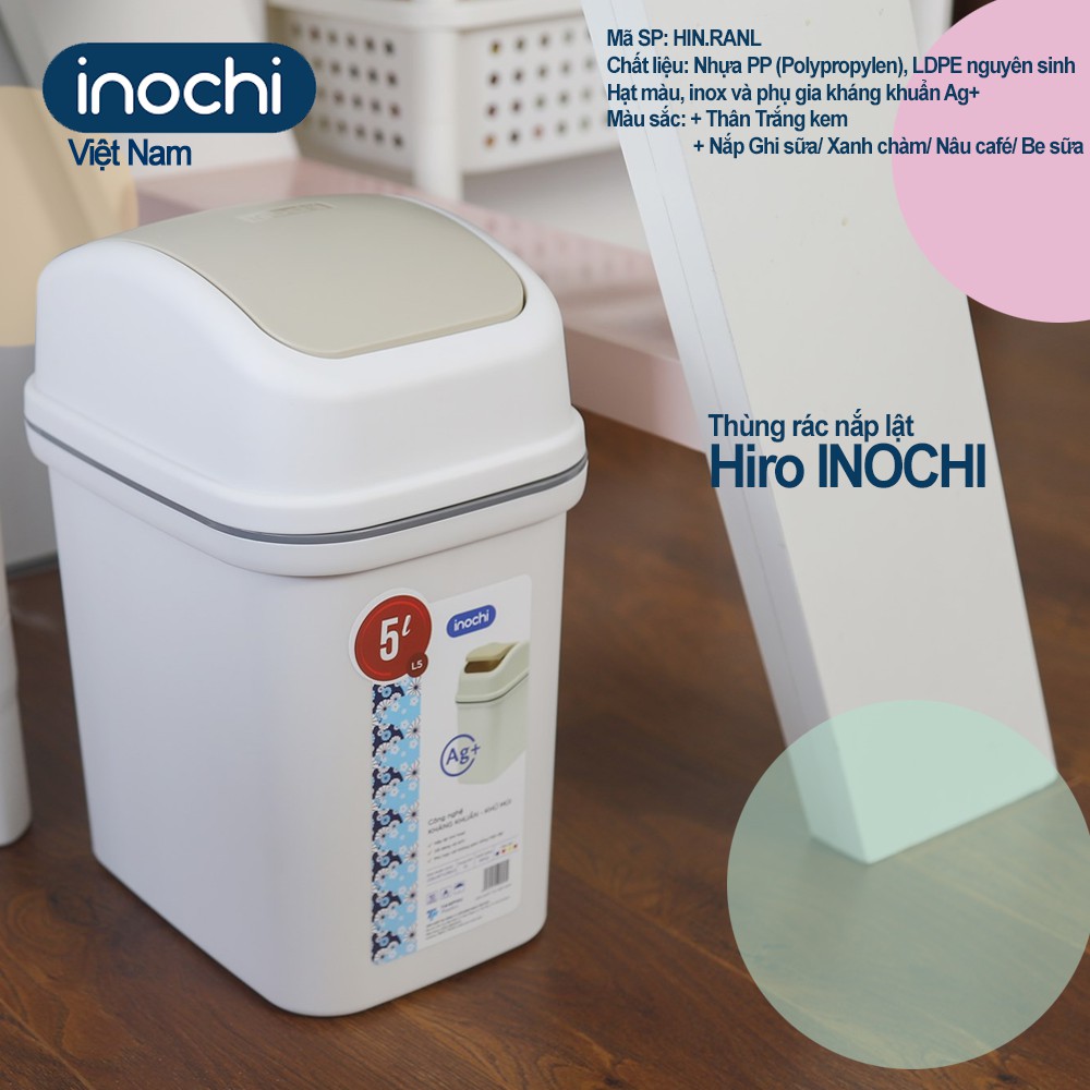 Thùng Rác Nhựa Sọt Rác Nắp Lật Thông Minh Inochi 5Lít 10L 15L