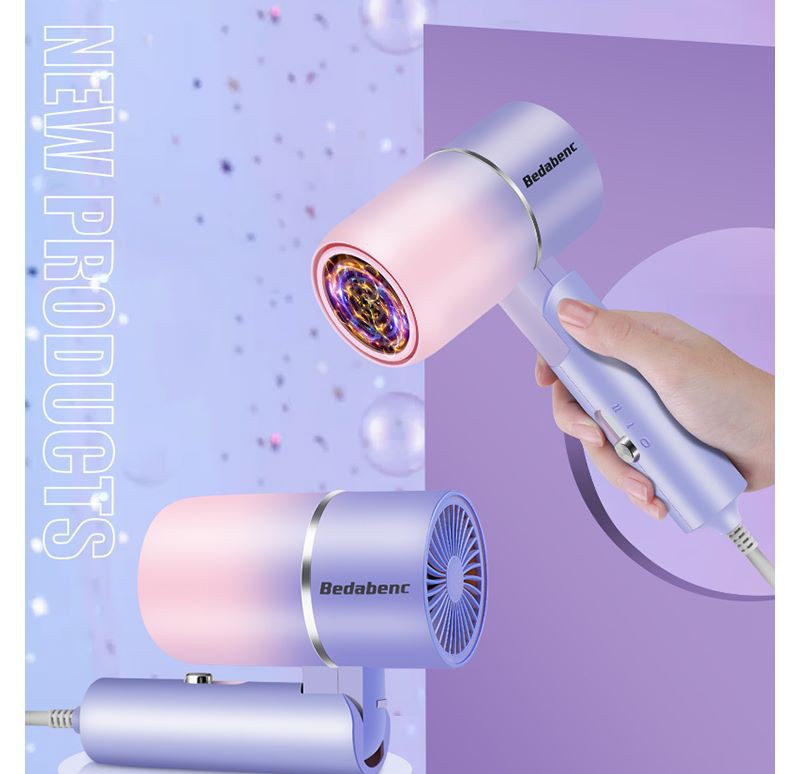 ♥❤❥Student dormitory folding electric hair dryer hair care blue light anion small power household heating and cooling ai