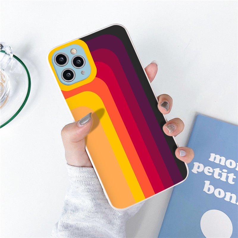 [ IPHONE ] Ốp Lưng Silicon Màu Bảo Vệ CAMERA Sọc màu sắc ốp iphone 12 pro /x/ 8plus/11 pro/11/12 pro max/13/promax tr188