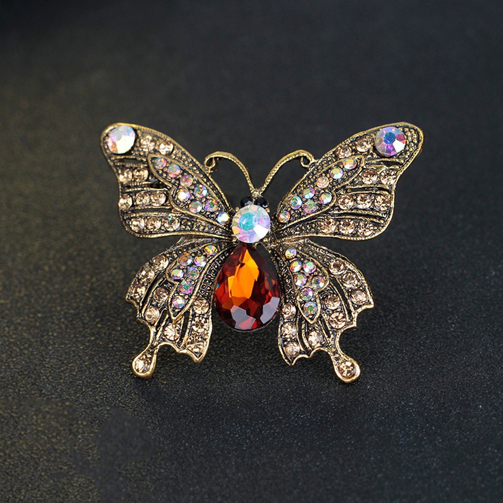 Ghim cài áo hình bướm đính đá thiết kế xinh xắn