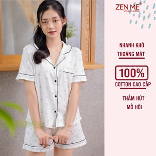 Đồ Bộ Nữ Mặc Nhà Phong Cách Pijama Họa Tiết Đa Dạng Chất Liệu Cotton Mền Mát PJC0622, Zen Me Women's World