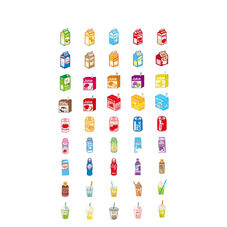 Sticker chủ đề Đồ Uống - Hộp 45 miếng dán trang trí sổ tay Bullet Journal - M029