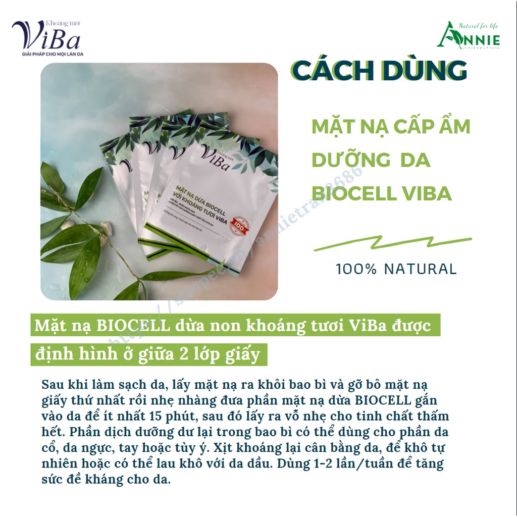 mặt nạ dừa biocell với khoáng tươi viba lên men tự nhiên cấp ẩm, ngừa mụn, dưỡng da mịn màng, trẻ hóa da